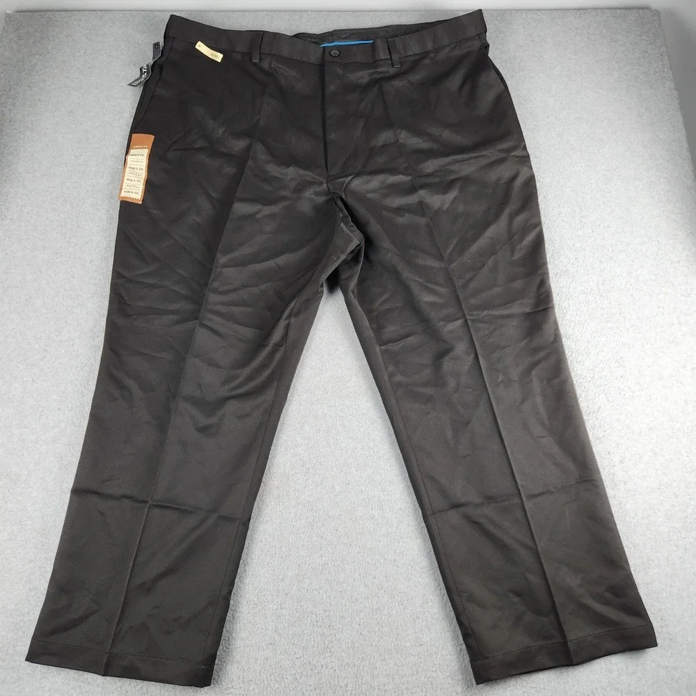 Haggar Dress Pants Mens 46x30 Black Cool 18 Performance Classic Comfort Waist